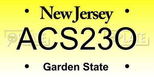 ACS23O New Jersey License Plate