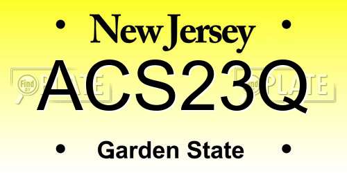 ACS23Q New Jersey License Plate