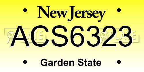 ACS6323 New Jersey License Plate