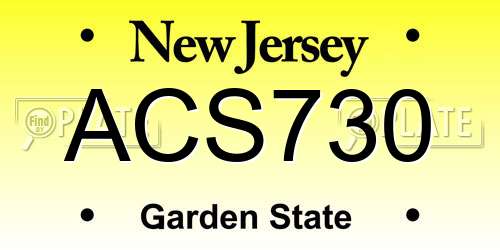 ACS730 New Jersey License Plate