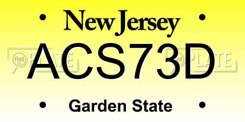 ACS73D New Jersey License Plate
