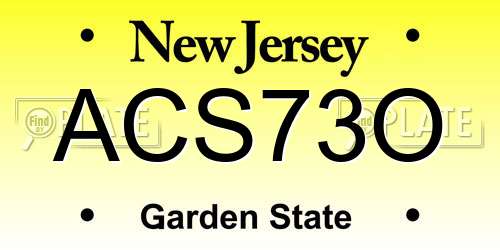 ACS73O New Jersey License Plate