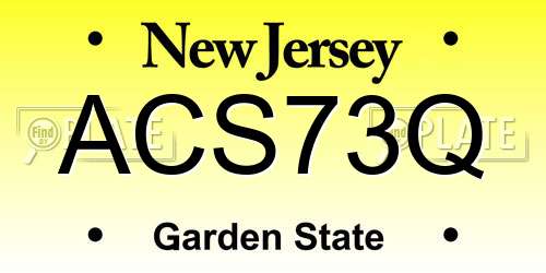 ACS73Q New Jersey License Plate
