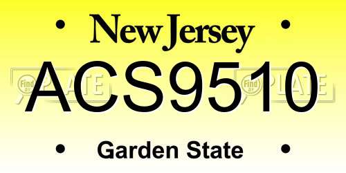 ACS9510 New Jersey License Plate