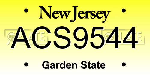 ACS9544 New Jersey License Plate
