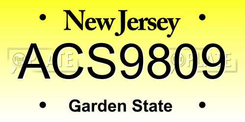 ACS9809 New Jersey License Plate