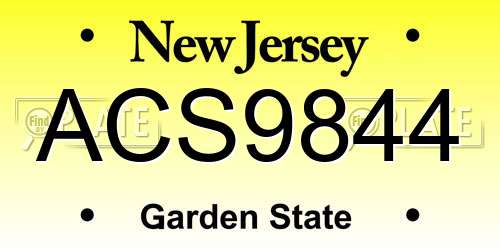 ACS9844 New Jersey License Plate