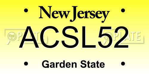 ACSL52 New Jersey License Plate