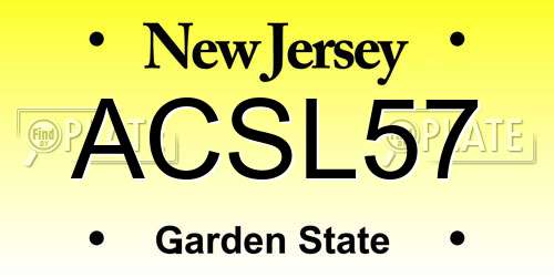 ACSL57 New Jersey License Plate