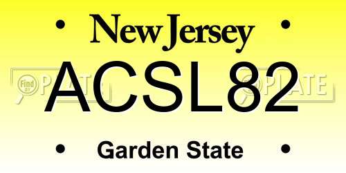 ACSL82 New Jersey License Plate