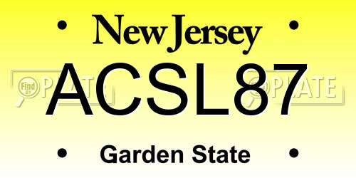 ACSL87 New Jersey License Plate