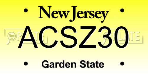 ACSZ30 New Jersey License Plate