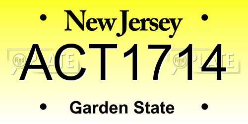 ACT1714 New Jersey License Plate