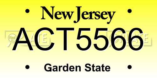 ACT5566 New Jersey License Plate