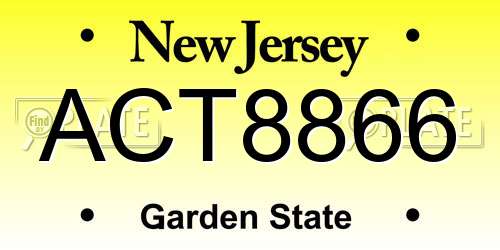 ACT8866 New Jersey License Plate