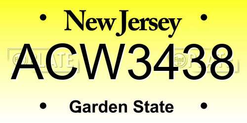 ACW3438 New Jersey License Plate