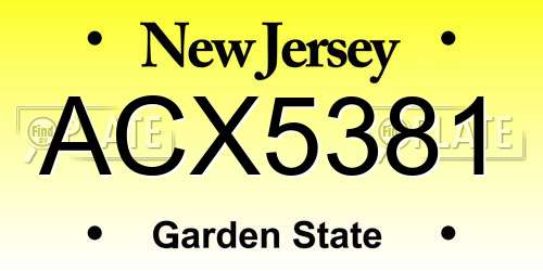 ACX5381 New Jersey License Plate