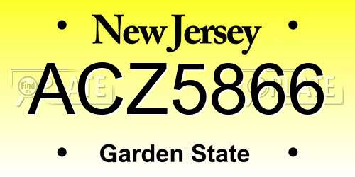 ACZ5866 New Jersey License Plate