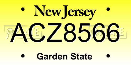 ACZ8566 New Jersey License Plate