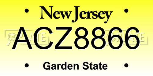 ACZ8866 New Jersey License Plate