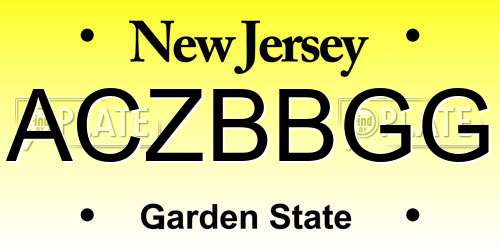 ACZBBGG New Jersey License Plate
