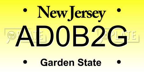 AD0B2G New Jersey License Plate