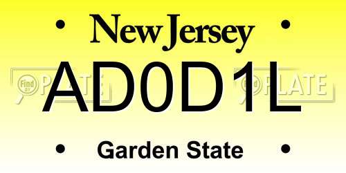 AD0D1L New Jersey License Plate