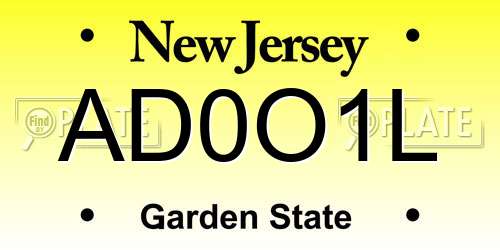 AD0O1L New Jersey License Plate