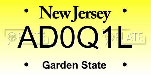 AD0Q1L New Jersey License Plate