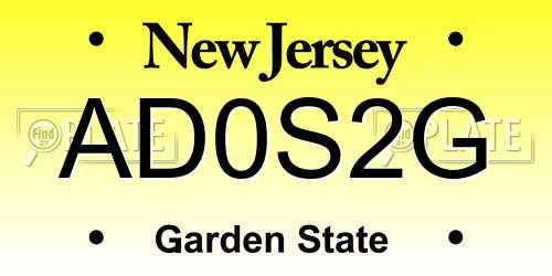 AD0S2G New Jersey License Plate