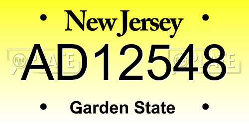 AD12548 New Jersey License Plate