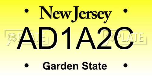 AD1A2C New Jersey License Plate