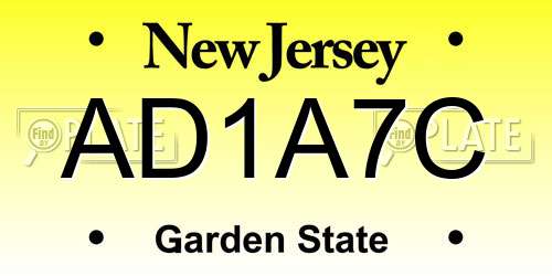 AD1A7C New Jersey License Plate