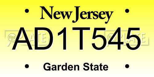 AD1T545 New Jersey License Plate