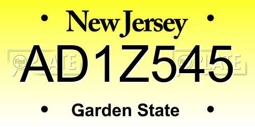 AD1Z545 New Jersey License Plate