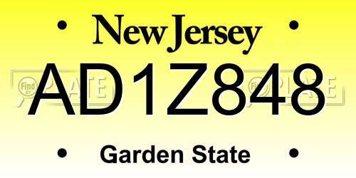 AD1Z848 New Jersey License Plate