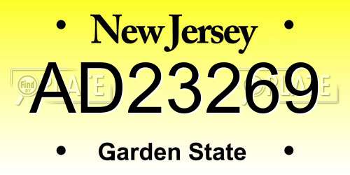 AD23269 New Jersey License Plate