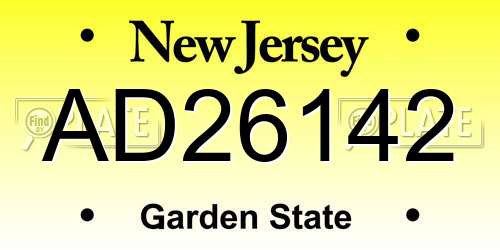 AD26142 New Jersey License Plate