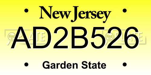 AD2B526 New Jersey License Plate