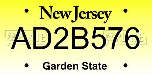 AD2B576 New Jersey License Plate