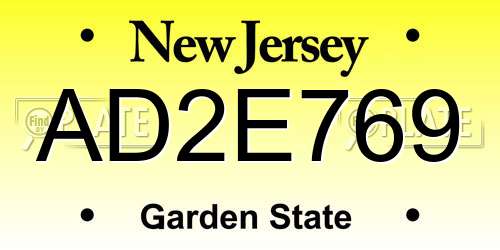 AD2E769 New Jersey License Plate