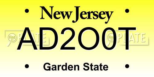 AD2O0T New Jersey License Plate