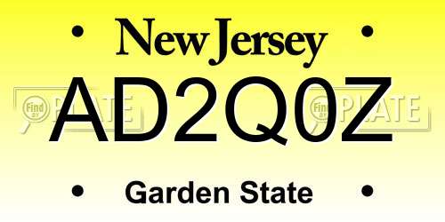 AD2Q0Z New Jersey License Plate