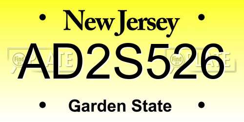 AD2S526 New Jersey License Plate