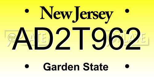 AD2T962 New Jersey License Plate