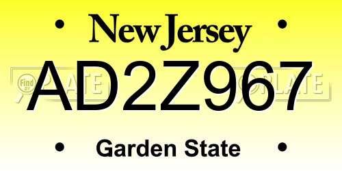AD2Z967 New Jersey License Plate