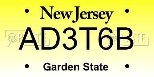 AD3T6B New Jersey License Plate