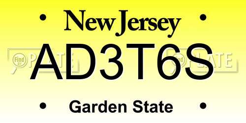 AD3T6S New Jersey License Plate