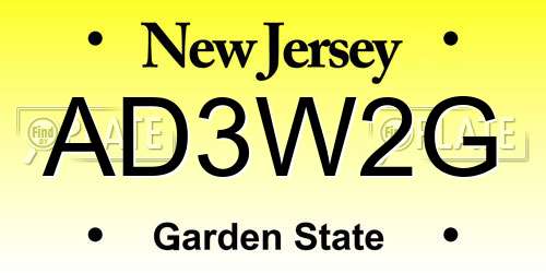 AD3W2G New Jersey License Plate