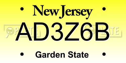 AD3Z6B New Jersey License Plate